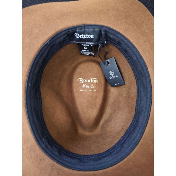 NWT Brixton WESLEY Wool Wide Brim Brown Western Fedora Packable Hat XL (7-3/4) - Picture 4 of 7